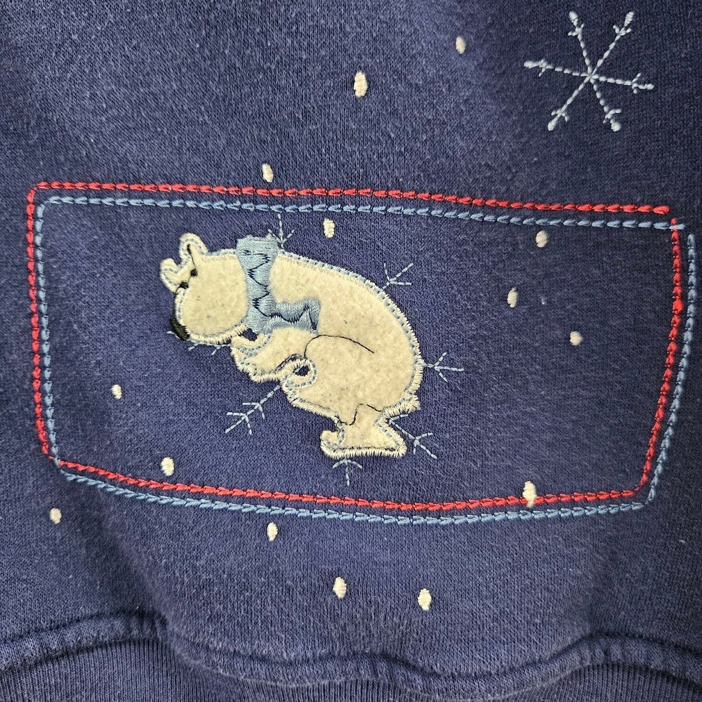 EXTRA SHENANIGANS | Polar Bear Winter Button Front Sweatshirt Navy Blue 3X VTG - Picture 5 of 14